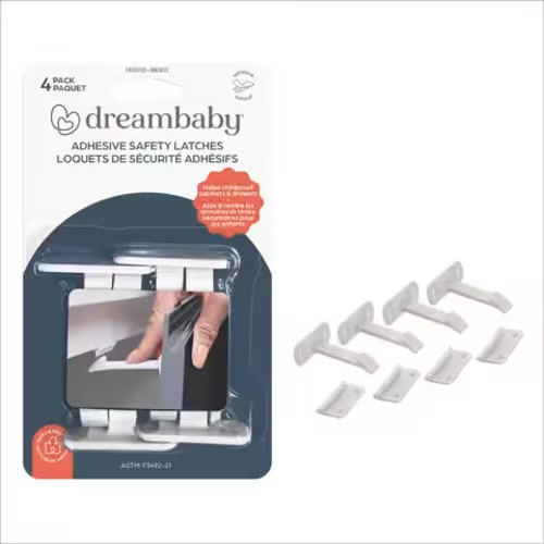 Dreambaby White Plastic Adhesive Cabinet/Drawer Latches 4 pk