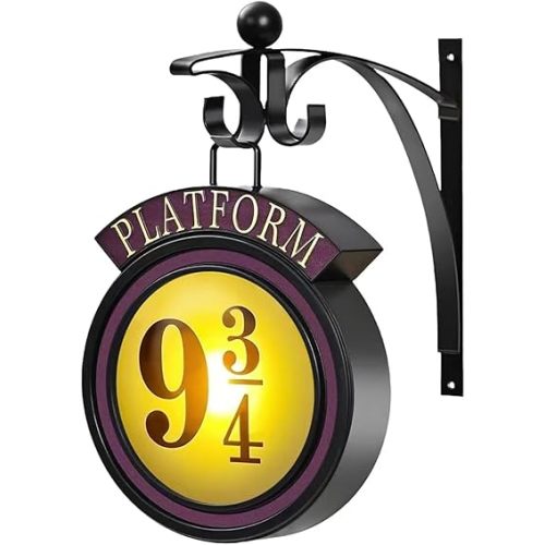 Vintage Hanging 9 3/4 Night Light, Platform 9 3/4 Sign Wall Light, Home Decor 9 ¾ Sign Lights Led Lamp Decoration, Halloween Christmas Gift for Movie Lovers and Fans