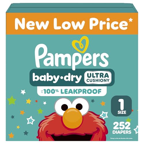 Pampers Baby Dry Diapers, Size 1, 8-14 lbs, 252 Count, Absorbent Disposable Diapers