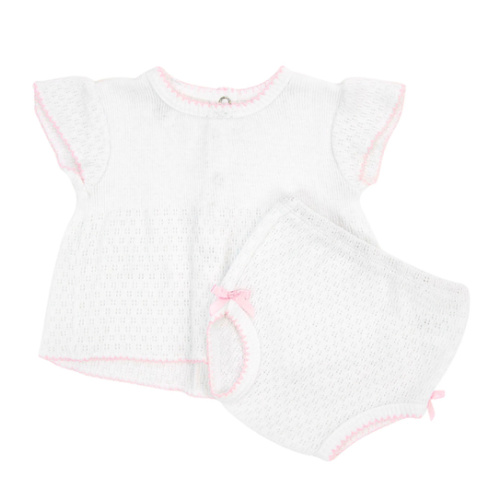 Paty Knit Flutter Sleeve Diaper Set with Bows - PatyInc