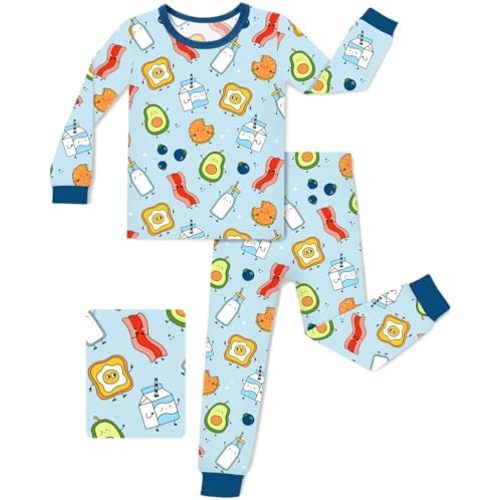 Bamboo Viscose Toddler Pajamas Boys Girls Baby 12M-8Y Pjs Sets Kids 2pcs Long-Sleeve Snug fit Sleepwear
