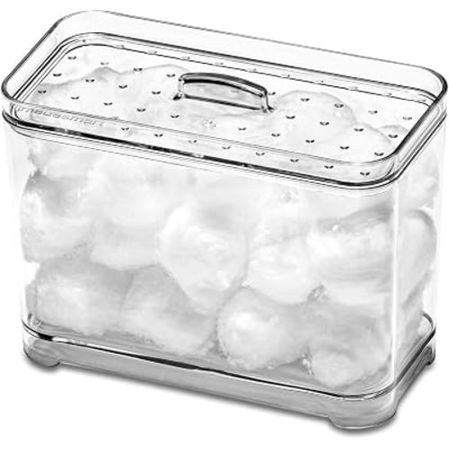 madesmart Cotton Ball Container, Clear Collection Bathroom Canister with Premium Lid for Cotton Balls, Beauty Tools & Small Vanity Items, Clear