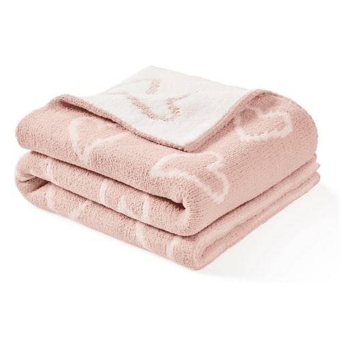 CREVENT 30''X40'' Chenille Warm Baby Blanket for Boys Infants Toddlers' Bedding Crib Cot Stroller, Baby Shower Birthday Newborn's Gift, Unisex,Pink Heart