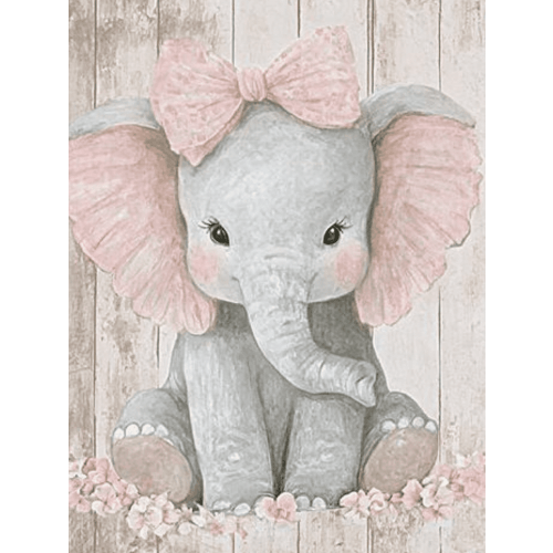 Cute Elephant with Bow Wall Art/Canvas Print, Perfect for Nursery Decor, Baby Girl Room Decor, Bedroom Decor, Living Room Decor, and Girls Room Decor