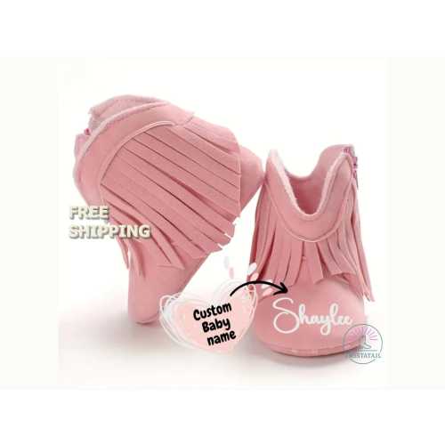 Personalized Cowboy Baby Boots: Custom Cotton Crib Shoes