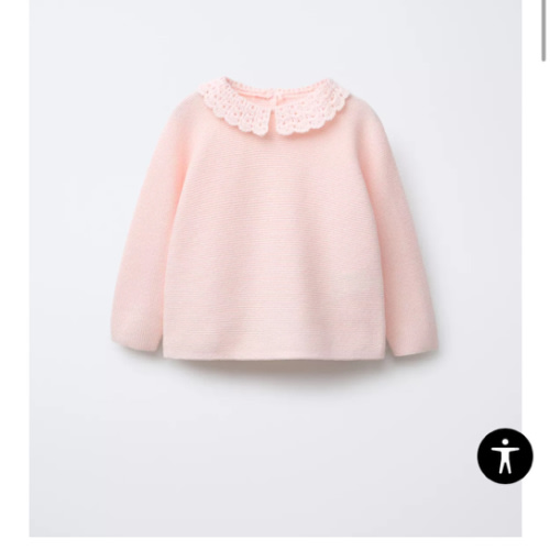 CROCHET KNIT COLLAR KNIT SWEATER - Pink | ZARA United States