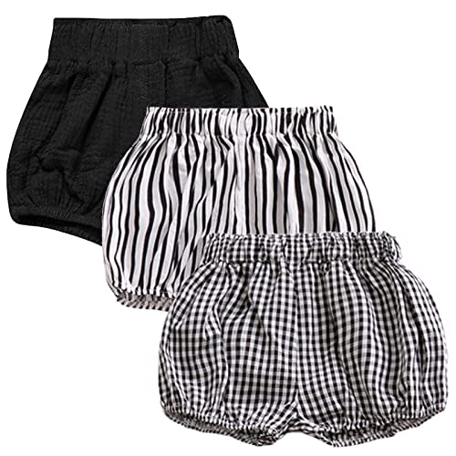 3PC Shorts Set Newborn Baby Girls Boys Pants Cotton Linen Blend Cute Floral Bloomers Triangle Shorts