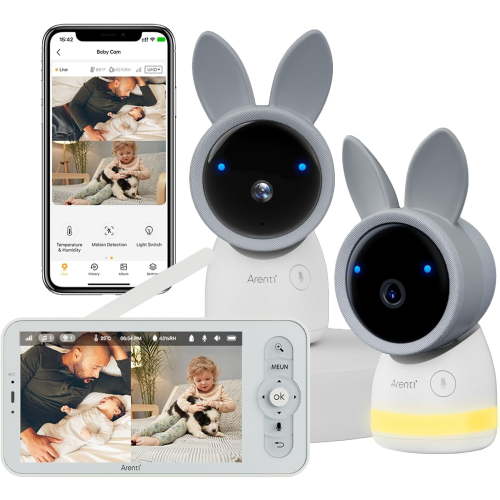 Arenti Baby Monitor AInanny  2cam Kit Plus  - 2 Cameras with 5-Inch Upgraded Wireless Display