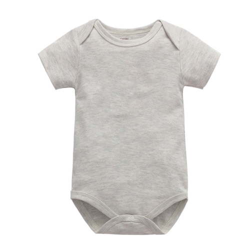 Toddler Bodysuits, Unisex Baby Cotton Crew Neck Short Sleeve Bodysuits, Solid Casual Loose Snap Closure Boys Girls Romper Gray 0-3 Months