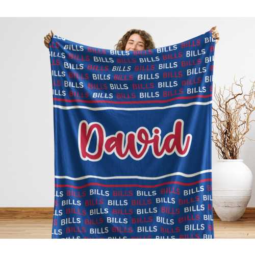 Custom Buffalo Gift Blanket, Personalized Stadium Blanket, Gift for Brother, Football Season Throw, Christmas Gift for Dad, Mancave Decor