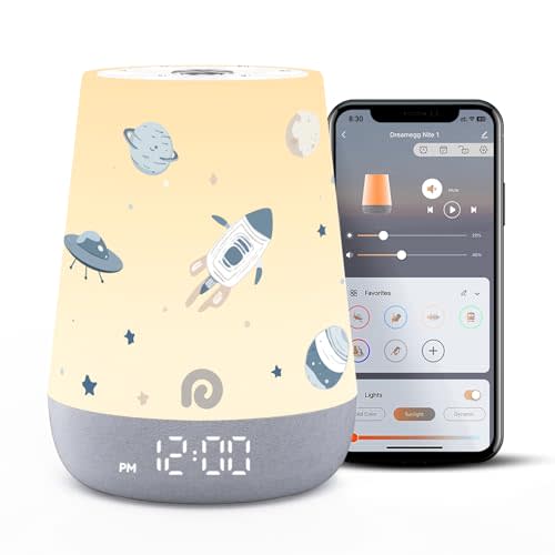 Dreamegg Nite 1 - Baby Sound Machine, Sleep Trainer, Night Light for Kids, Ok to Wake Alarm Clock, 34 Soothing Sounds, App Control, White Noise Sound Machine for Baby Kids Toddler Nursery(Star Travel)