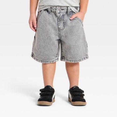 Toddler Boys' Button Front Adjustable Denim Carpenter Shorts - Cat & Jack™ Gray 2T