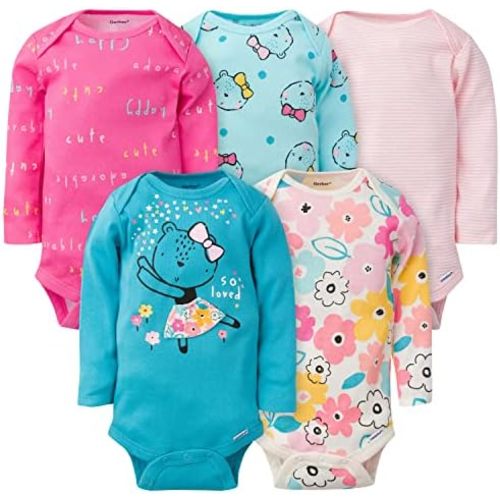 Gerber Baby Girls' 5-Pack Long-Sleeve Onesies Bodysuit