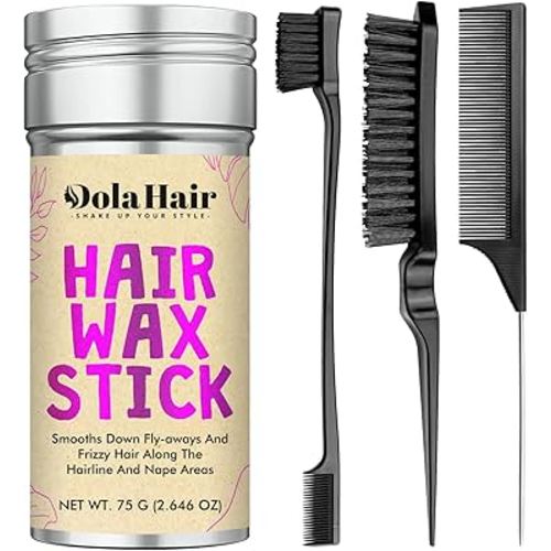 Dolahair Hair Wax Stick - Flyaway Control and Styling Pomade for Kids, Women, and Men - Accessorie Slick Back Hair Brush Kit Hair Bun Maker (Pack of 4)