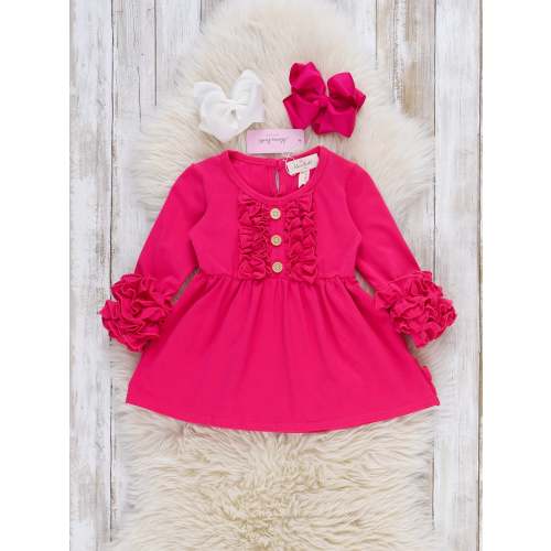 Cotton Icing Ruffle Tunic Top - Hot Pink
