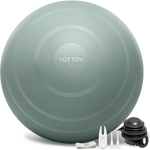 YOTTOY Anti-Burst Exercise Ball for Working Out, Yoga & Pregnancy, Extra Thick Workout Ball for Physical Therapy & Fitness