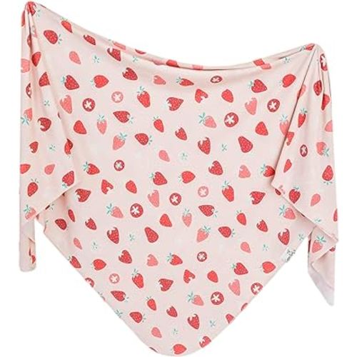 Copper Pearl Baby Swaddle Blanket - Wearable Premium Knit Baby Blanket, Large Soft Stretchy Receiving Blankets for Baby Boy and Girl, Swaddles for Newborn, Infant, and Toddler (Strawberry)