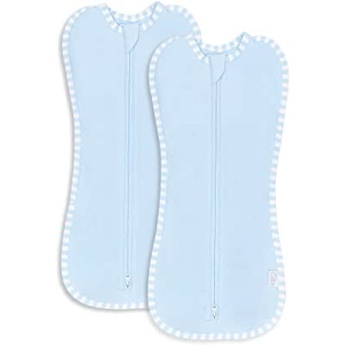 Comfy Cubs Swaddle Blanket Baby Girl Boy Easy Zipper Wrap 2 Pack Newborn Infant Sleep Sack (Small 0-3 Months, Blue)