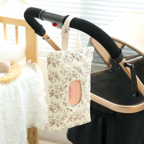 Refillable Floral Baby Wipe Holder Quilted (Beige Floral)