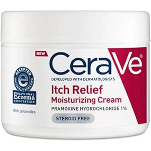 CeraVe Moisturizing Cream for Dry Skin Relief, 12 Ounce, Fragrance Free Cream with Pramoxine for Itch Relief