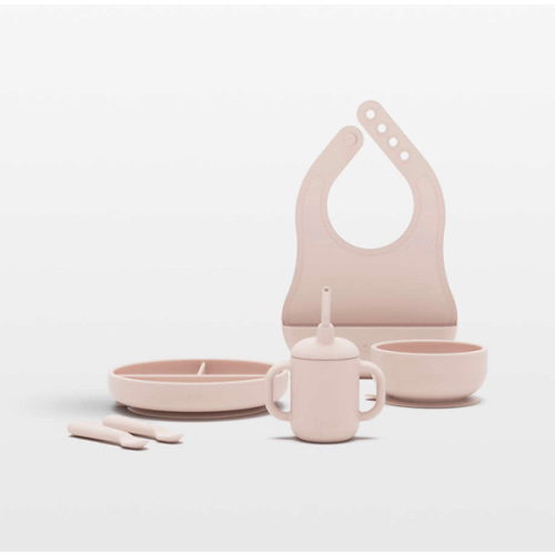Lalo Grapefruit Pink First Bite Full Baby Feeding Set
