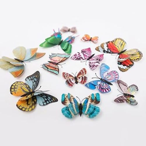 12Pcs Luminous Double Layer Butterfly 3D Wall Sticker Wedding Decorations Glow in The Dark Butterflies Fridge Magnet Stickers