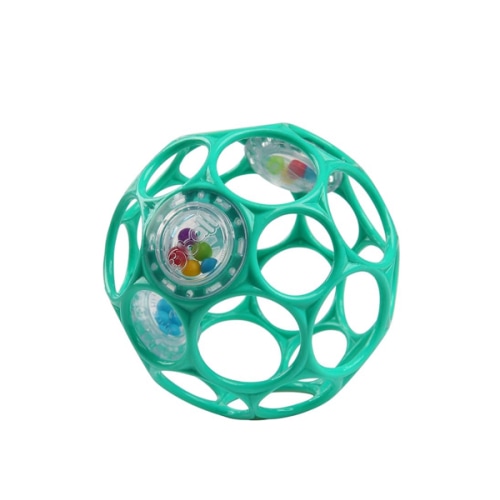 Bright Starts Oball Easy-Grasp Rattle BPA-Free Infant Toy in Teal, Age Newborn and up, 4 Inches