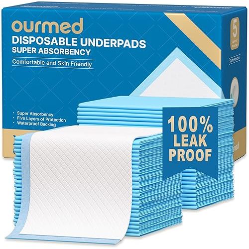 Super Absorbent Underpad, 30"x36" Extra Large Incontinence Bed Pad, Waterproof Disposable Pee Pad for Elderly, Adults, Kids and Hospital Usage, 50 Count