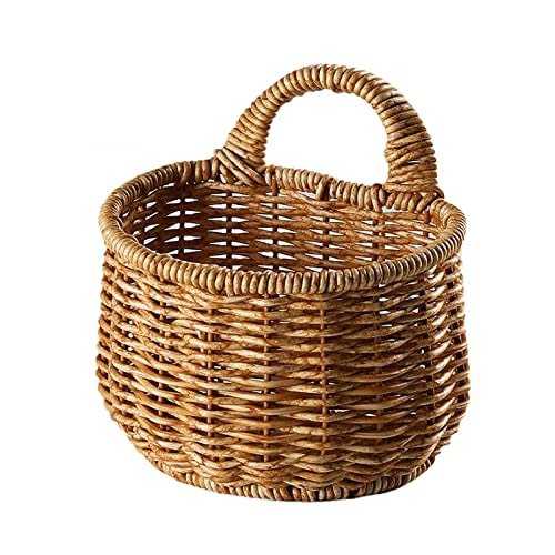 Hanging Wicker Rattan Basket Hand-Woven Wood Storage Basket,Hanging Baskets,Onion Basket Coat Bohemian Storage Fruit Wall For Kitchen Wall Home Restaurant Garlic Vegetable Wall Decoration