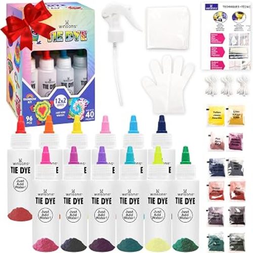 12 Colors Tie Dye Kit, Fabric Dye Set for Kids Adults Parties