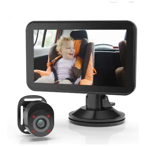 Rexing - BC500 In-Car Baby Cam with Monitor – HD 1080p & Infrared Night Vision - Black