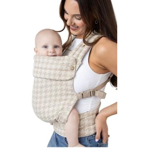 Mabē Monarch Ergonomic Baby Carrier – Premium Cotton Soft Structured Newborn to Toddler Carrier with Hip-Healthy Design, 3 Carry Positions (9-46 lbs), Lightweight & Breathable, (Houndstooth)