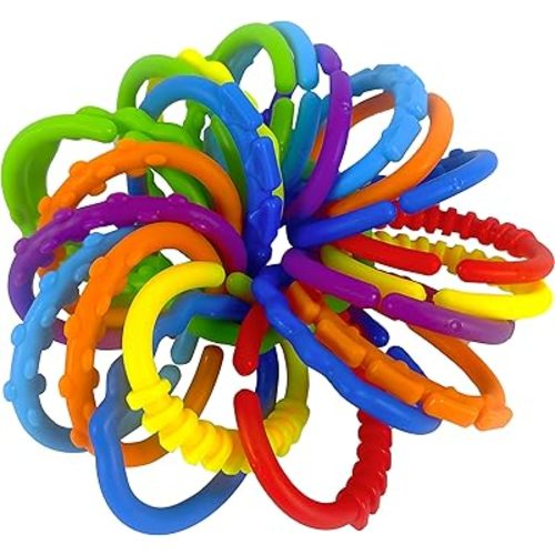 Baby Rings Toy Links - 24 Pcs Colorful Teething Rings, Car Seat Toy Plastic Chain Links for Infants, Engaging car seat Toys, Hanging Baby Toys, Versatile Stroller Toy, Plastic Baby Toy