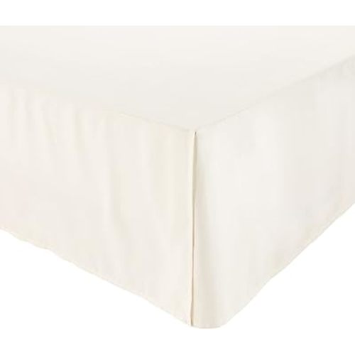 Amazon Basics Lightweight Pleated Bed Skirt, Full, Off White, Solid