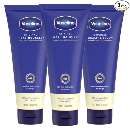 Vaseline Original Healing Jelly 3 Pack White Petrolatum Skin Protectant for Mess-Free Moisturizing On-the-Go, with 3x Purified Purity Guaranteed Formula, 6.8 oz