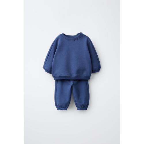 PLAIN SWEATSHIRT AND JOGGER PANTS SET - Blue | ZARA United States