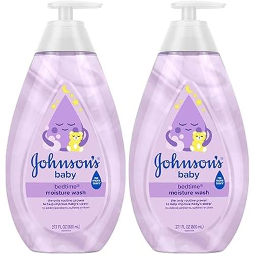 Johnson's Tear-Free Bedtime Baby Moisture Wash with Soothing NaturalCalm Aromas, 27.1 fl. oz (Pack of 2)