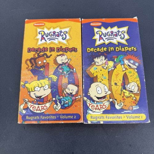 Rugrats - Decade In Diapers Vol 1+2 Vintage VHS Nickelodeon - Orange Tape - Good