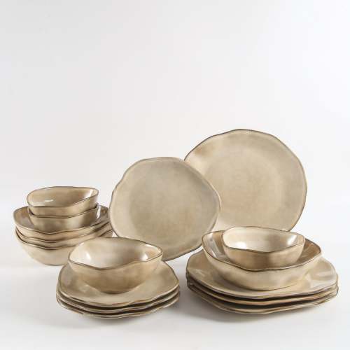 16-Piece Stoneware Set-Crema