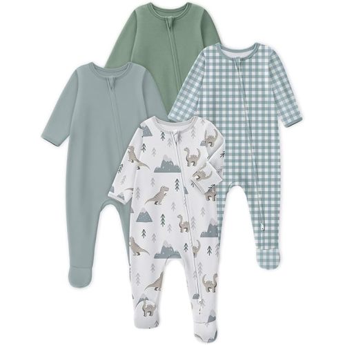 Looxii Baby Pajamas 100% Cotton Baby Sleepers for Newborn 0-3 3-6 6-9 Months Boys Girl Clothes 4pcs Footed PJs