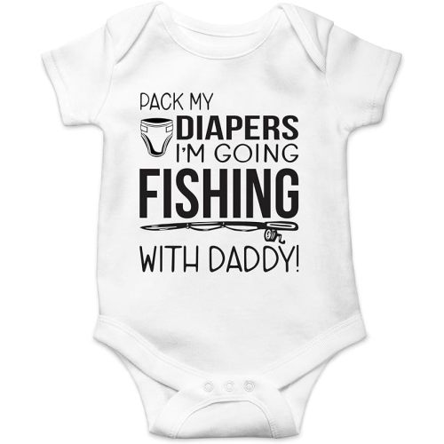 AW Fashions Pack My Diapers, I'm Going Fishing With Daddy Baby Bodysuit Newborn Boy Outfits Cute Romper