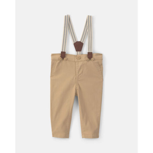 Baby Boy Twill Suspender Pants - Khaki - OshKosh B'gosh | Carter's