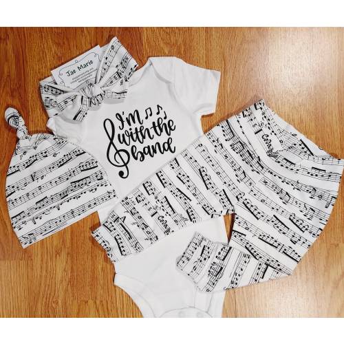 I'm with the band, baby boy, baby girl, unisex, gender neutral clothes, baby shower, coming home, going home, jazz, music