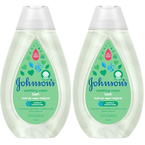 Johnson's Baby Vapor Bath with Soothing Aromas to Relax Babies, Tear-Free & Hypoallergenic Liquid Baby Bath Formula, No Parabens, Sulfates, Dyes, or Phthalates, 13.6 fl. oz (Pack of 2)