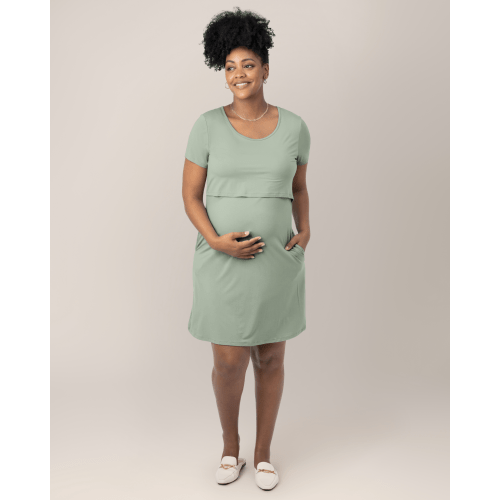 Eleanora Bamboo Maternity & Nursing Dress | Navy Heather - Kindred Bravely
