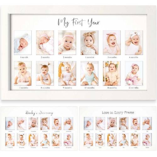 Nova Baby's First Year Photo Frame, 12 Months Newborn Baby Picture Frame, Monthly Birthday Milestone Collage
