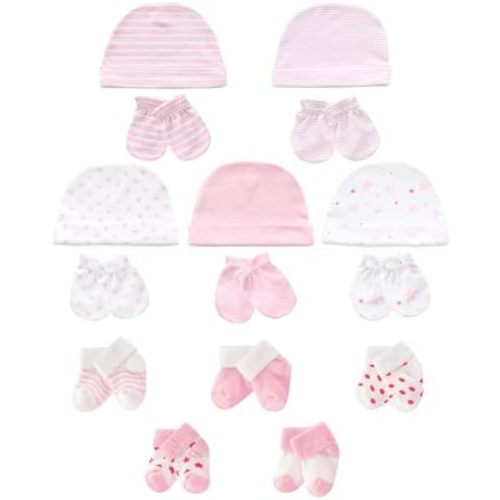 Baby Hats Mittens and Socks Set Soft Cotton Newborn Hat Glove for Boys Girls 0-6 Month