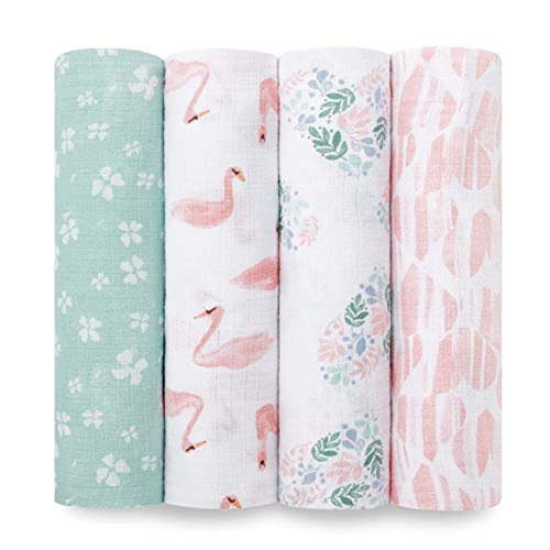 aden + anais essentials 4-Pack Cotton Muslin Swaddle Blankets in Briar Rose