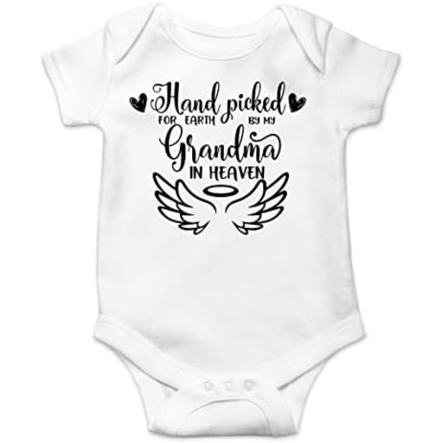 Belle Homie Hand Picked For Earth By Grandma In Heaven - Funny Baby Essentials Bodysuit - Newborn Boy Clothes