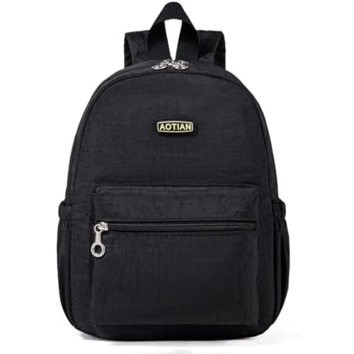 AOTIAN Mini Lightweight 11.8 Inch Backpack Durable Travel Hiking Women and Girls Small Daypack, 7 Liters Black